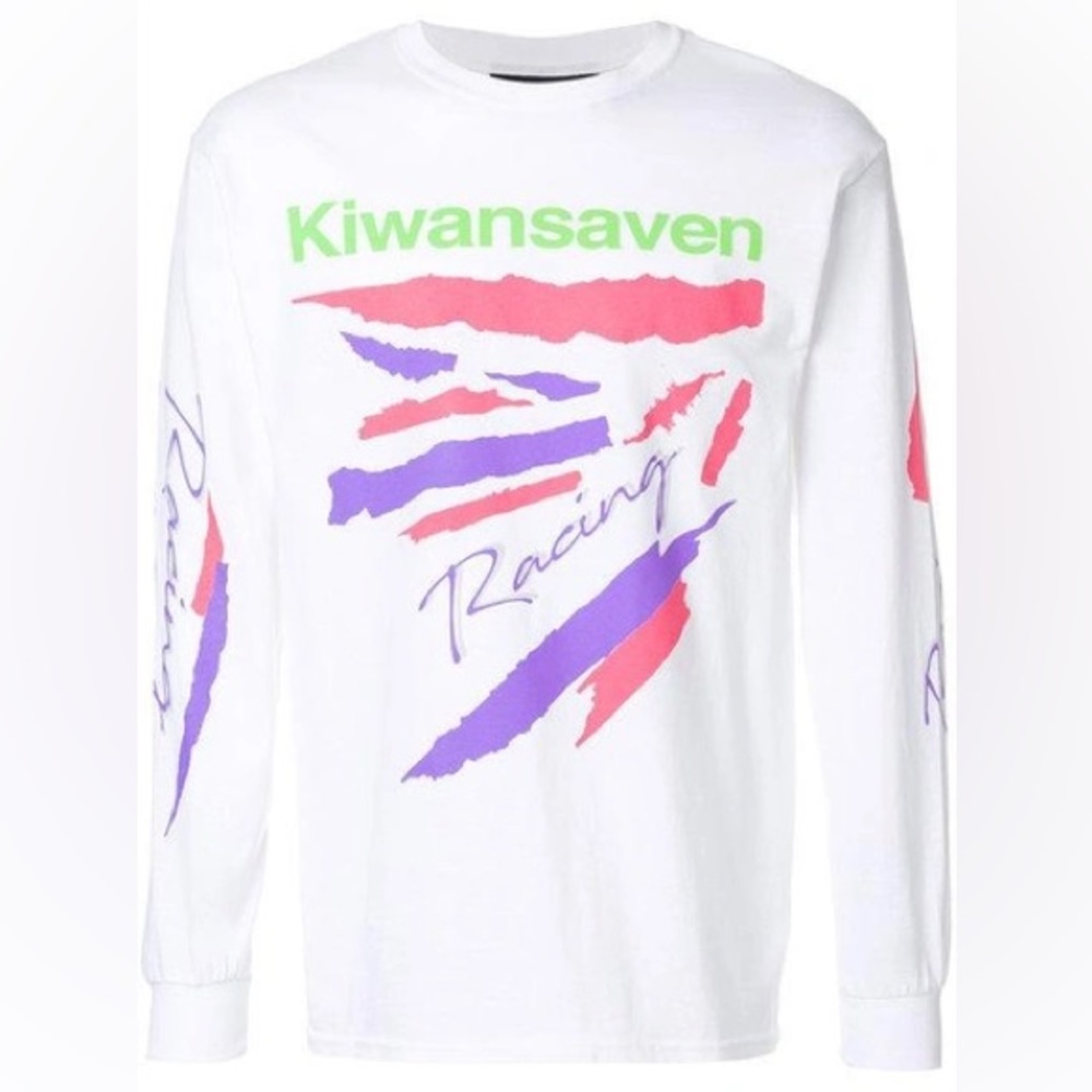 Kiwansaven Racing White Graphic Long Sleeve 917